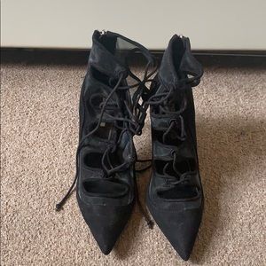 Zara Basic Back lace up booties with mesh